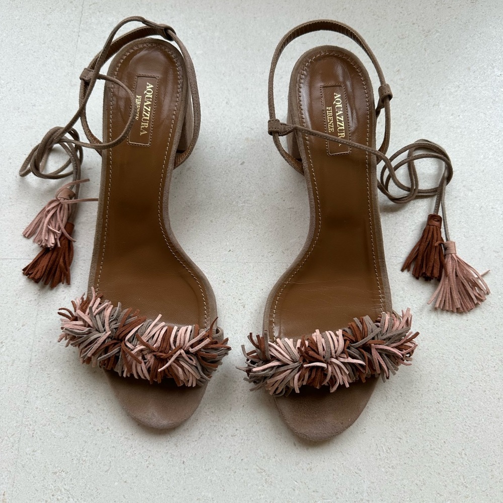 Aquazzura Suade Tassel Heels!